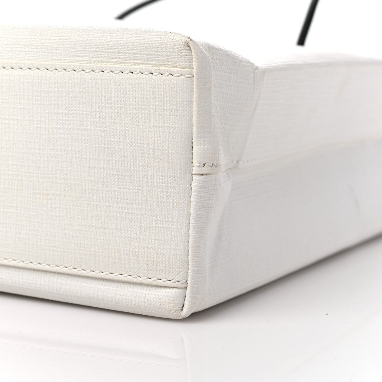 Calfskin Small Logo North South Shopping Tote White