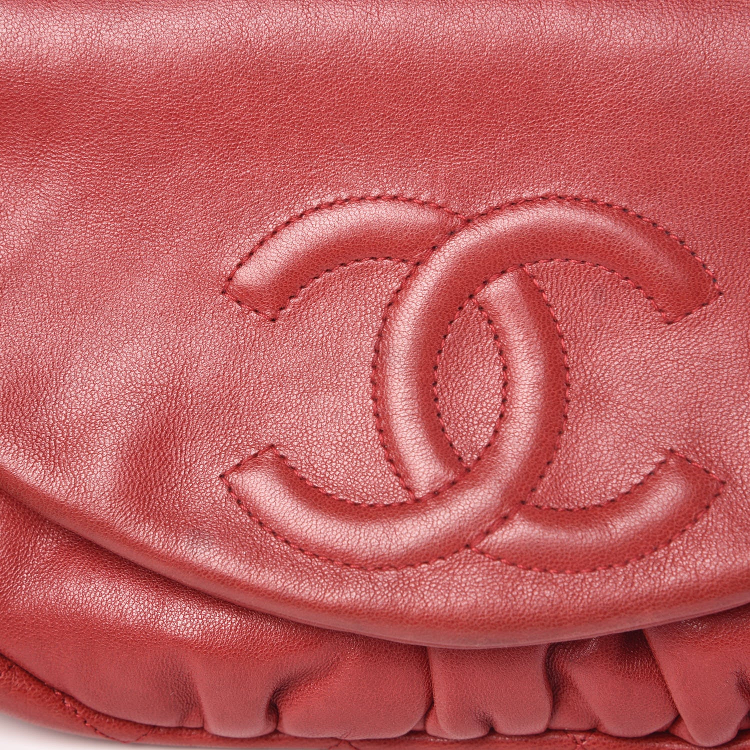 Chanel Lambskin Half Moon Wallet On Chain WOC Red 8 of 13
