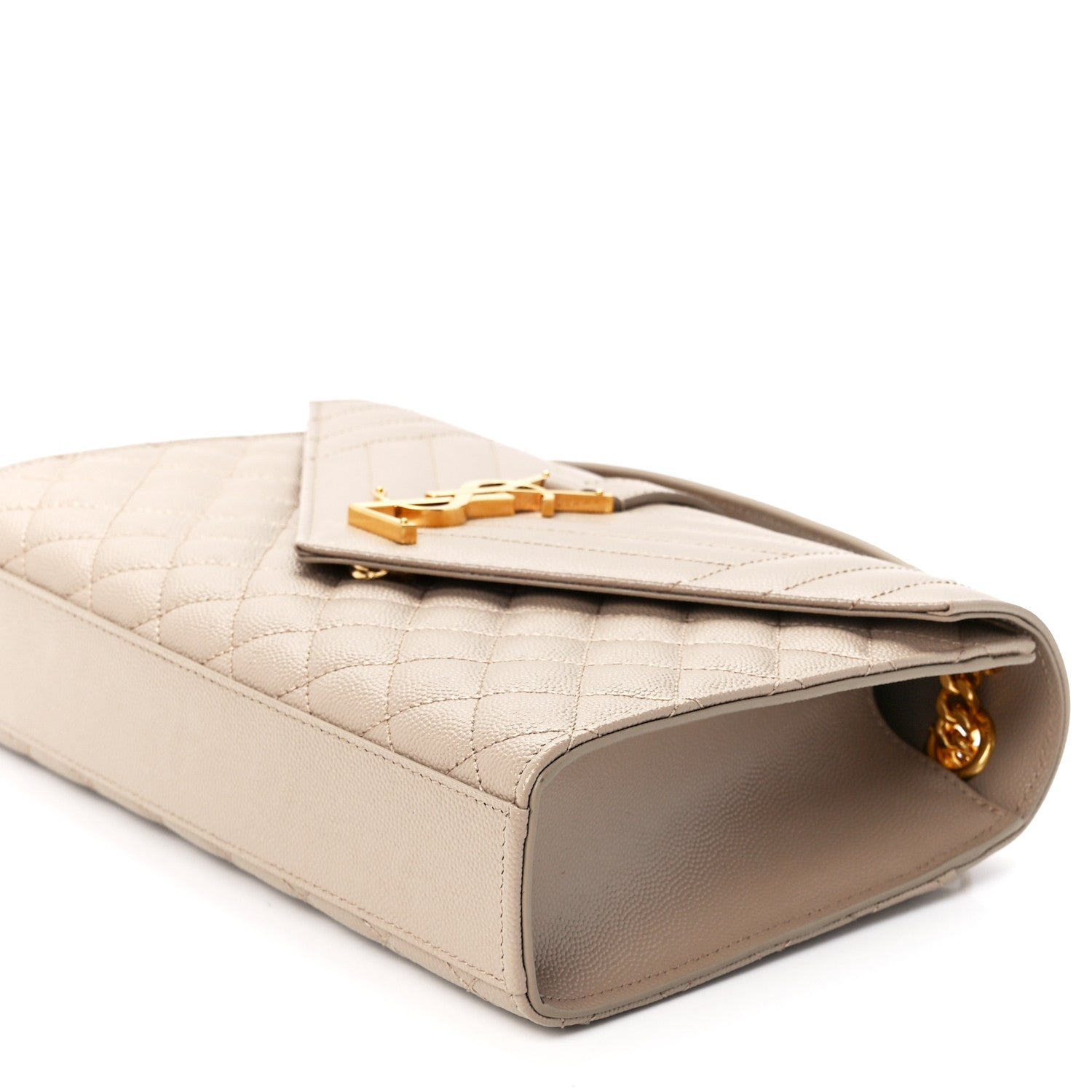 Saint Laurent Grain De Poudre Textured Mixed Matelasse Medium Triquilt Monogram Satchel Dark Beige 12 of 13