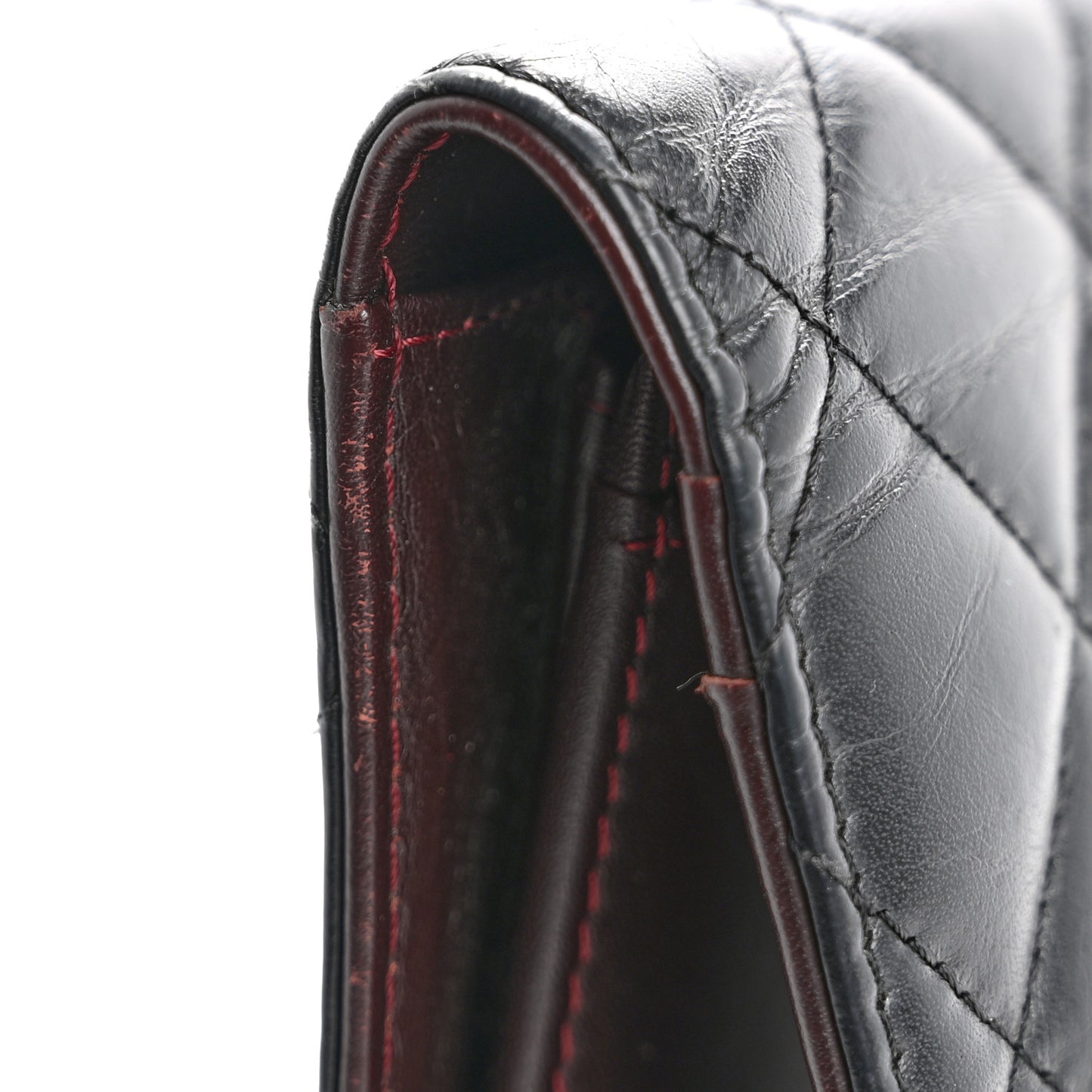 Aged Calfskin Quilted Reissue Yen Wallet Black