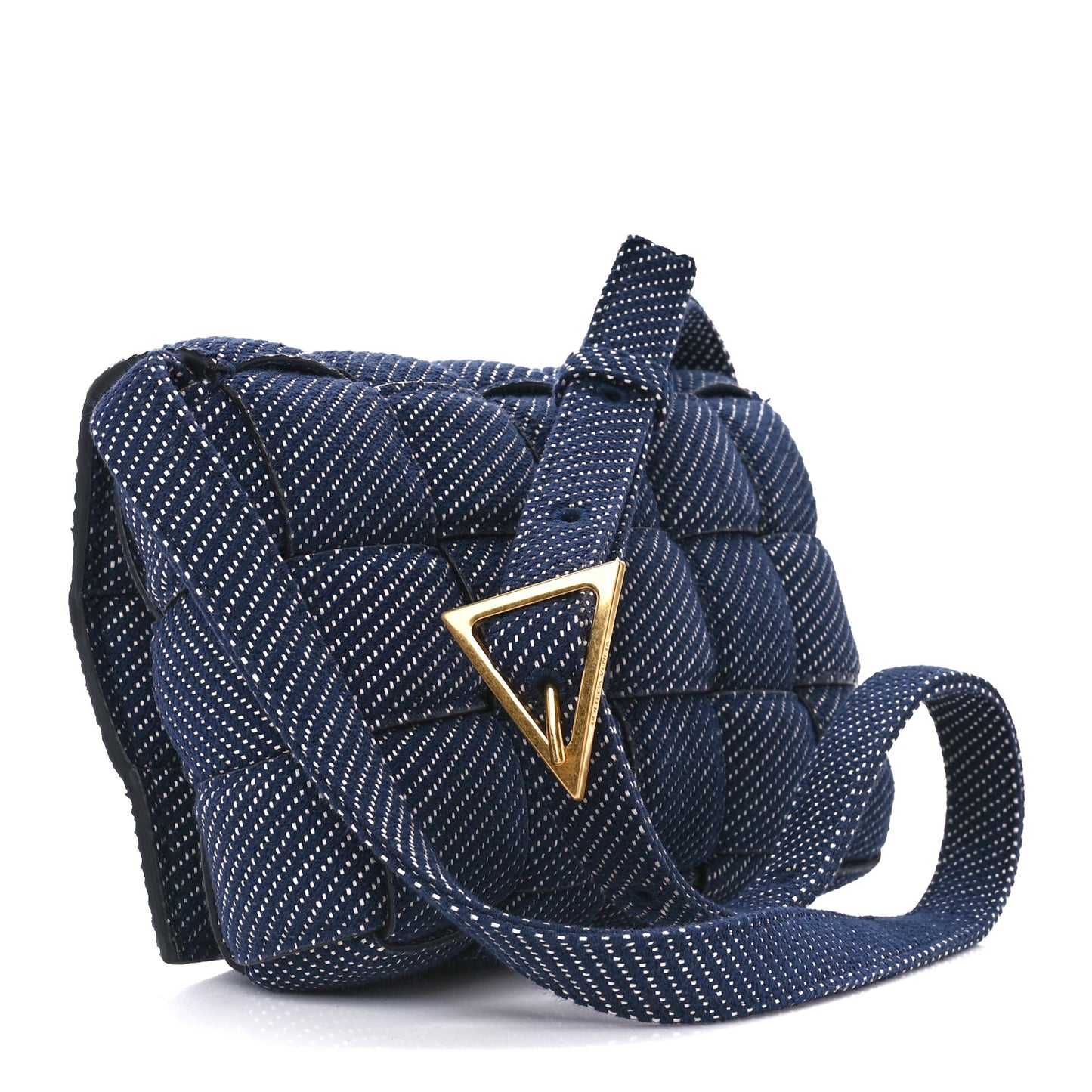 Denim Maxi Intrecciato Padded Cassette High Frequency Crossbody Bag Indigo