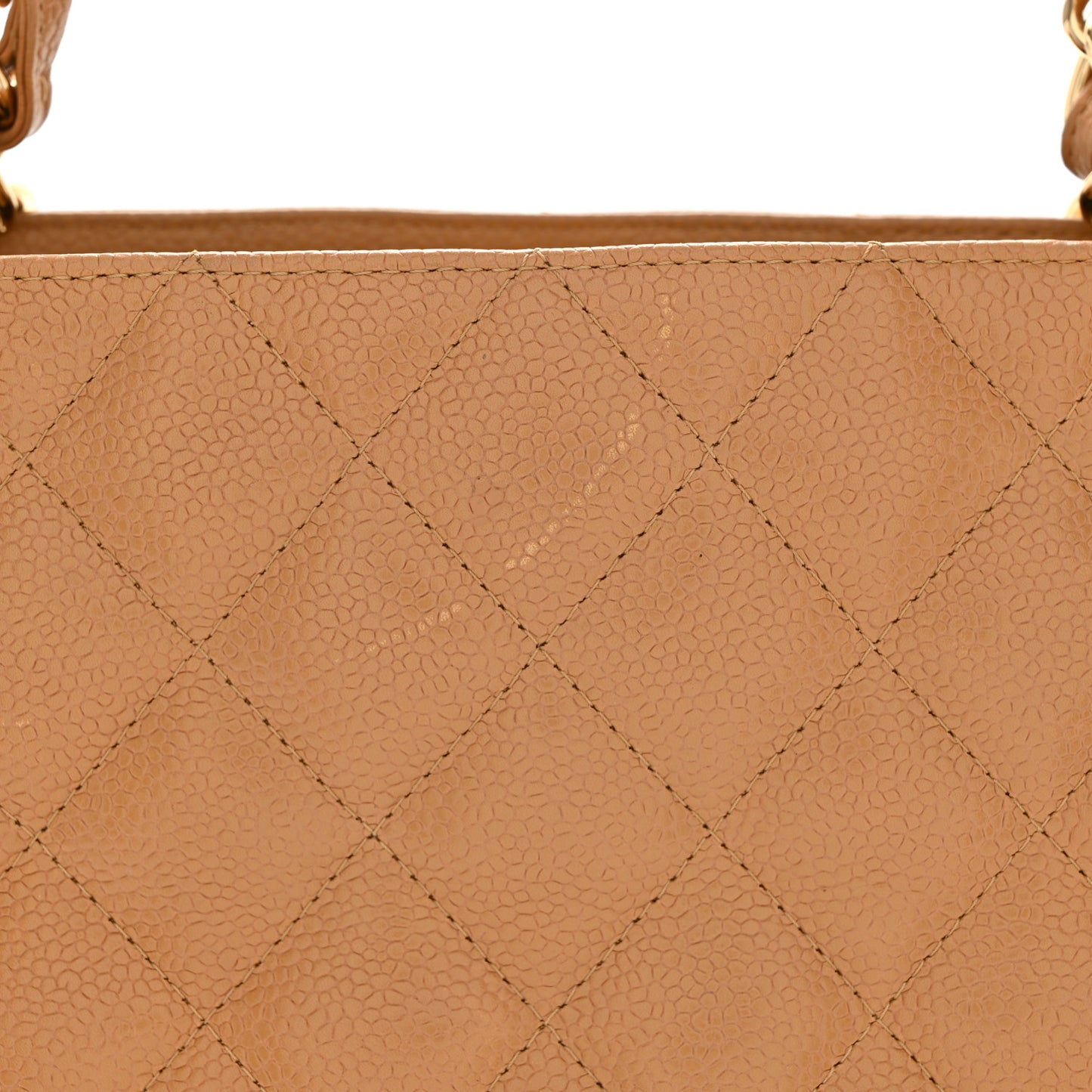 Caviar Quilted Petit Shopping Tote PST Dark Beige