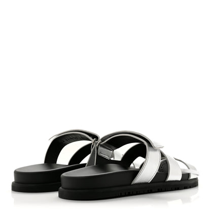 Hermes Metallic Goatskin Womens Chypre Sandals 40 Argent 5 of 10