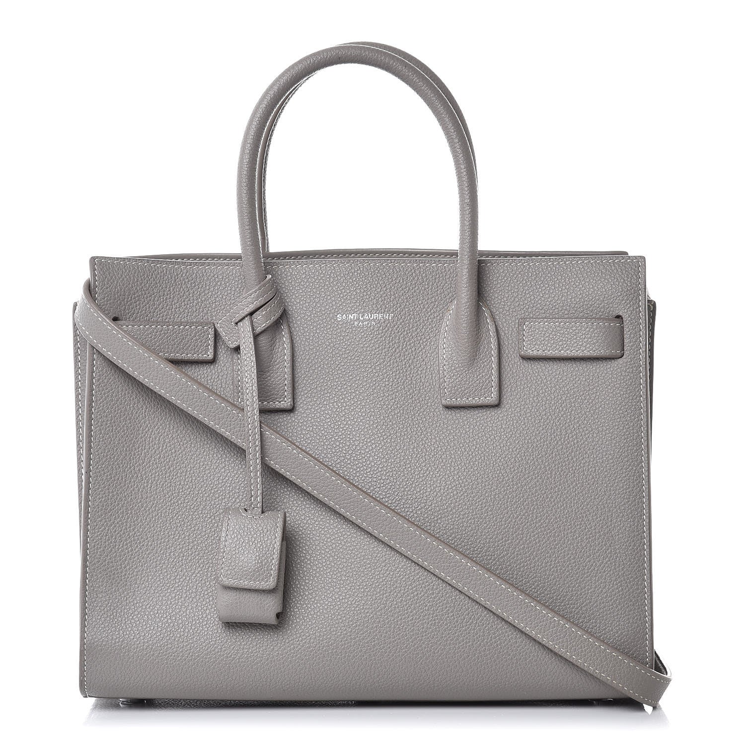 Saint Laurent Grained Calfskin Topstich Baby Sac De Jour Grey 1 of 15