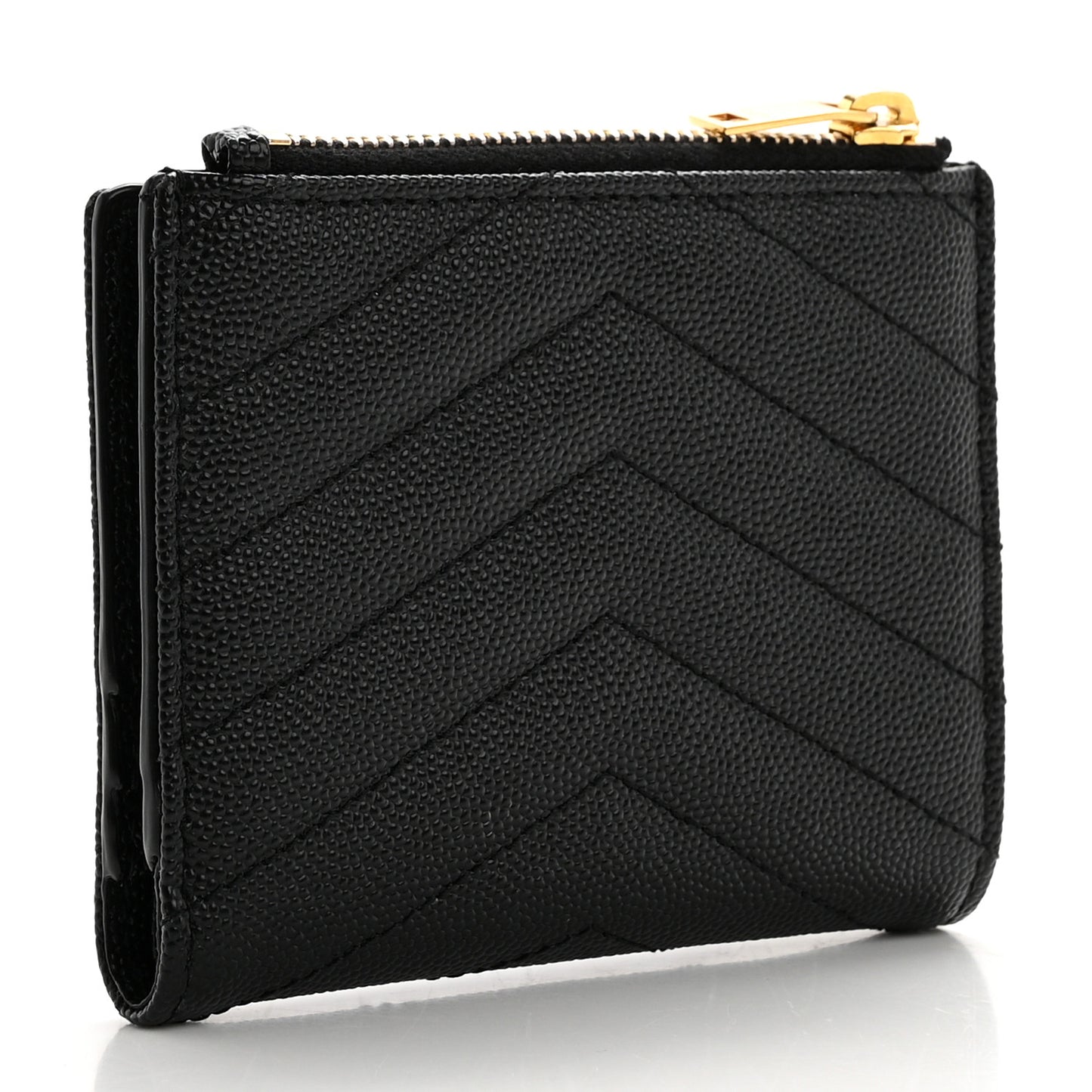 Grain De Poudre Matelasse Chevron Monogram Zipped Card Case Black