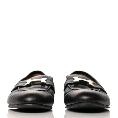 Hermes Goatskin Womens Paris Loafers 37 Black 2 of 9