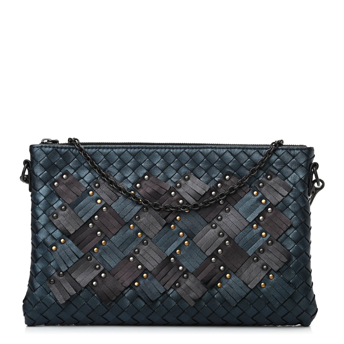 Nappa Intrecciato Studded Biletto Chain Crossbody Multicolor