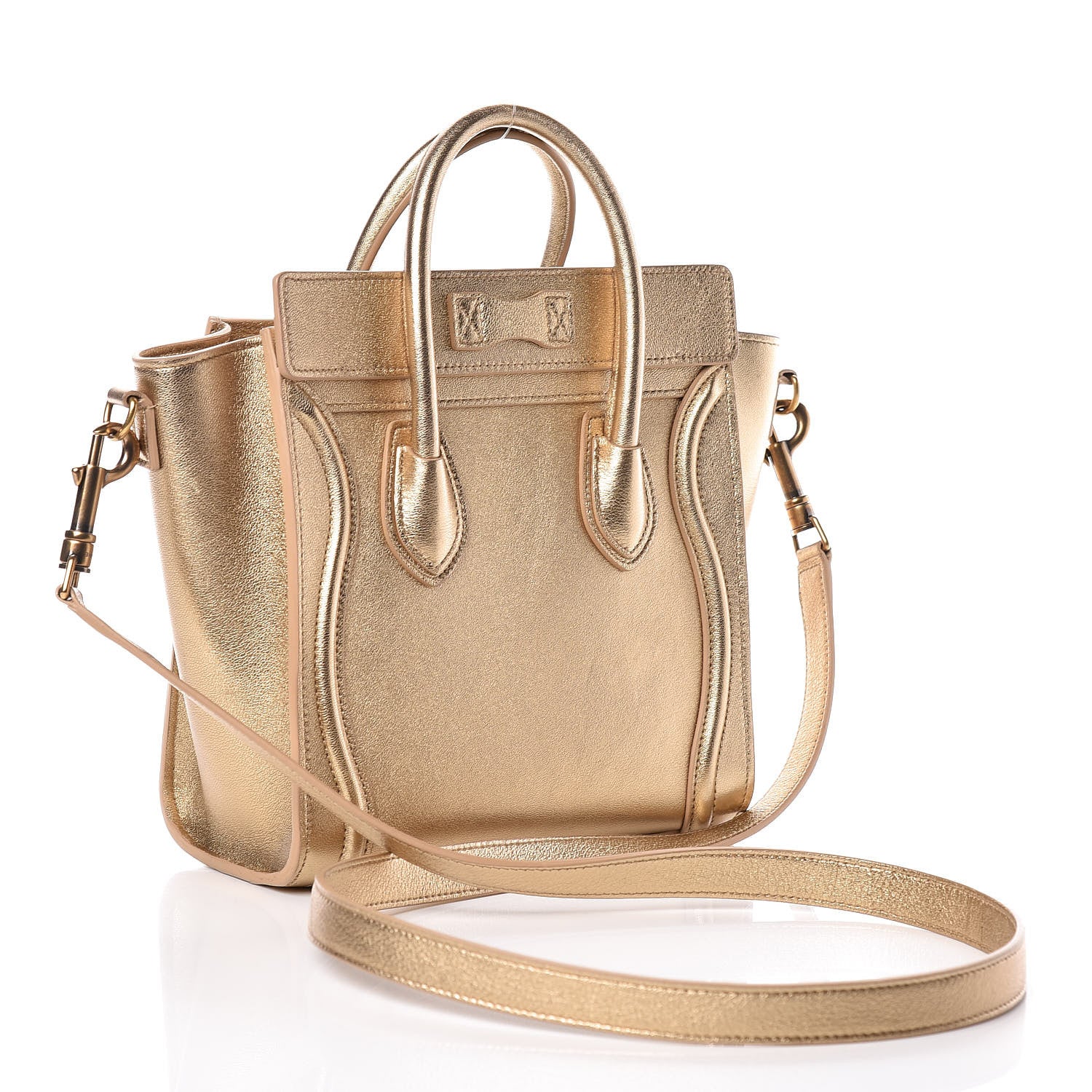 Celine Laminated Lambskin Nano Luggage Gold 3 of 13