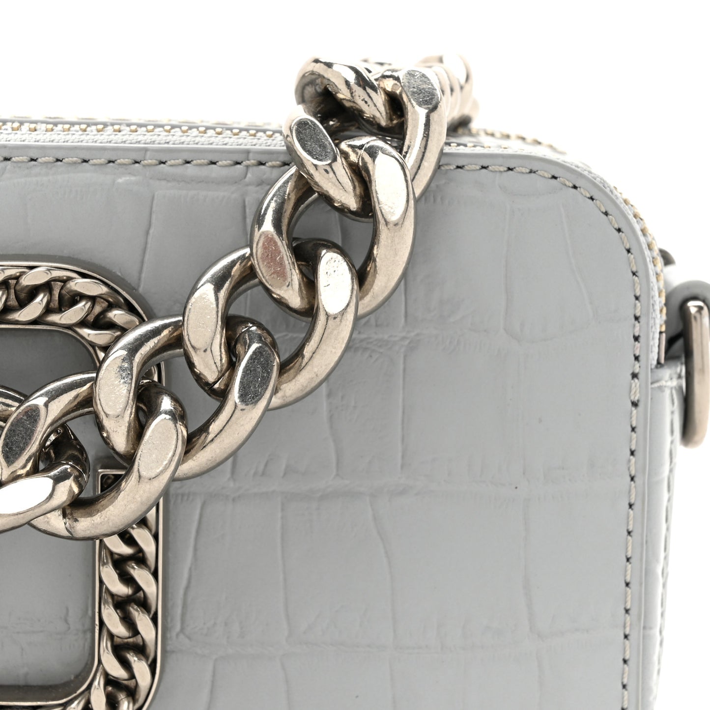 Calfskin Croc Embossed Snapshot Camera Bag Quarry