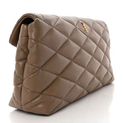 Saint Laurent Lambskin Quilted Sade Puffer Envelope Clutch Dark Beige 3 of 7