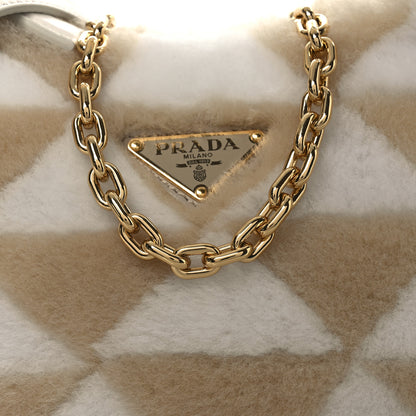 Prada Montone Shearling Nappa Mini Re-Edition Shoulder Bag Ecru Bianco 8 of 11