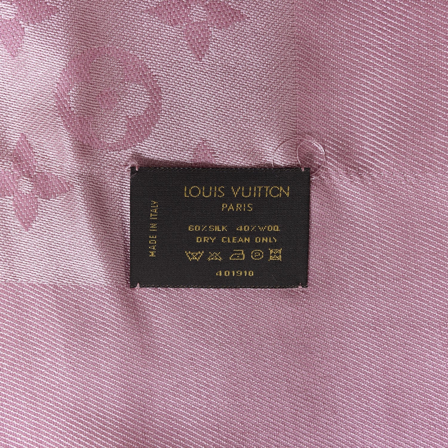 Louis Vuitton Silk Wool Monogram Denim Shawl Pink 3 of 3