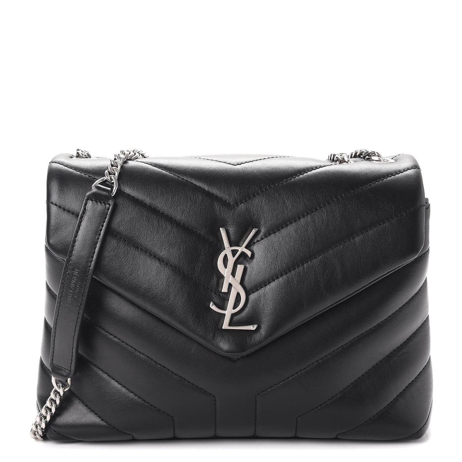Saint Laurent Calfskin Y Quilted Monogram Small Loulou Chain Satchel Black 1 of 7