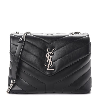 Saint Laurent Calfskin Y Quilted Monogram Small Loulou Chain Satchel Black 1 of 7