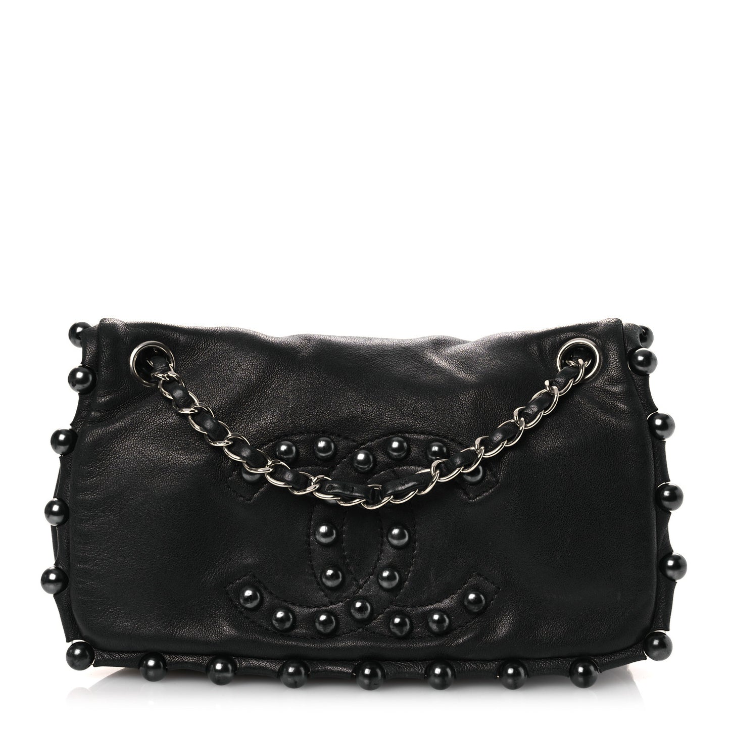 Lambskin Pearl Obsession Flap Black