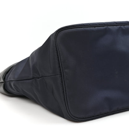 Prada Nappa Nylon Soft Padded Shopping Tote Black Blue 9 of 10