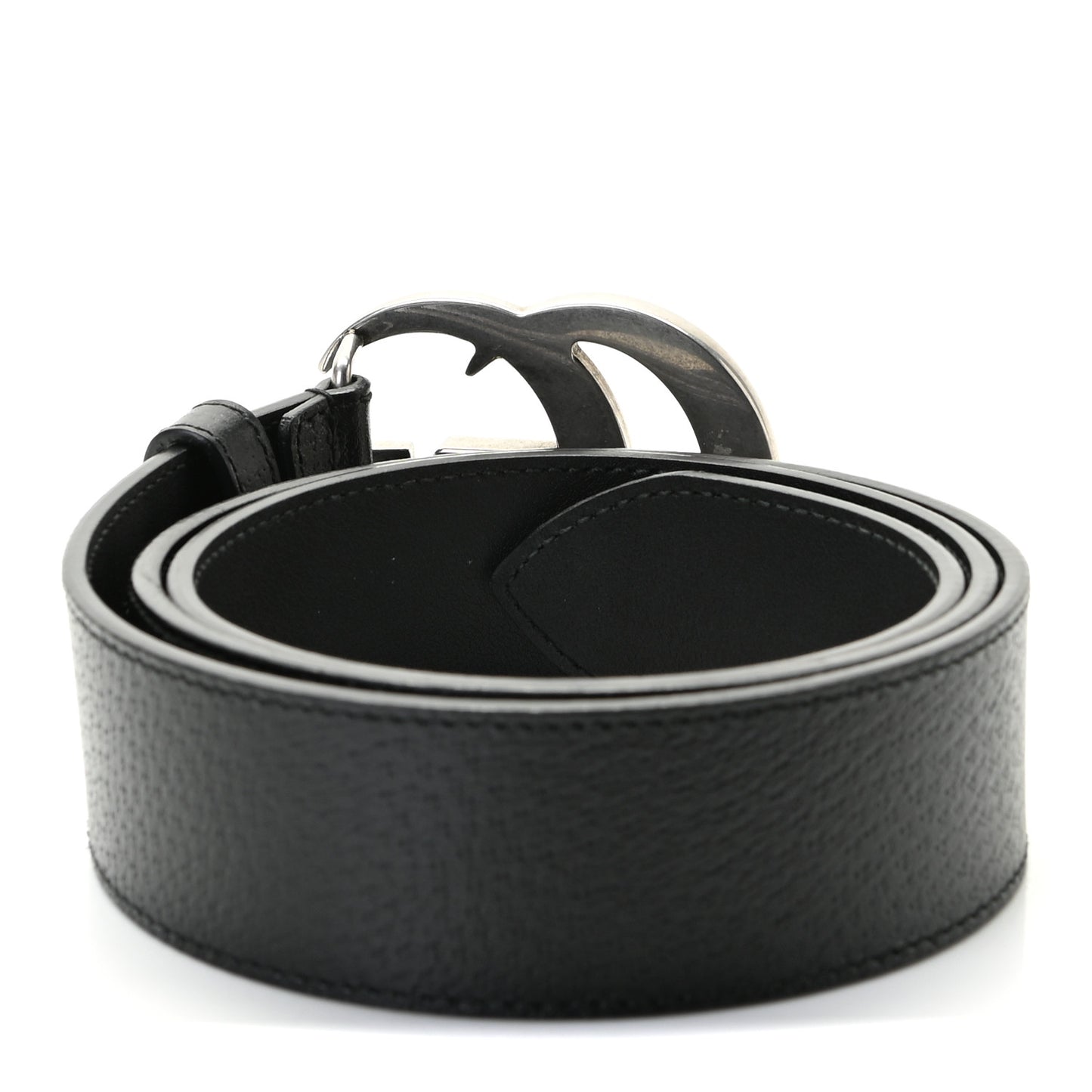 Textured Dollar Calfskin Nickel Double G 40mm Belt 90 36 Black