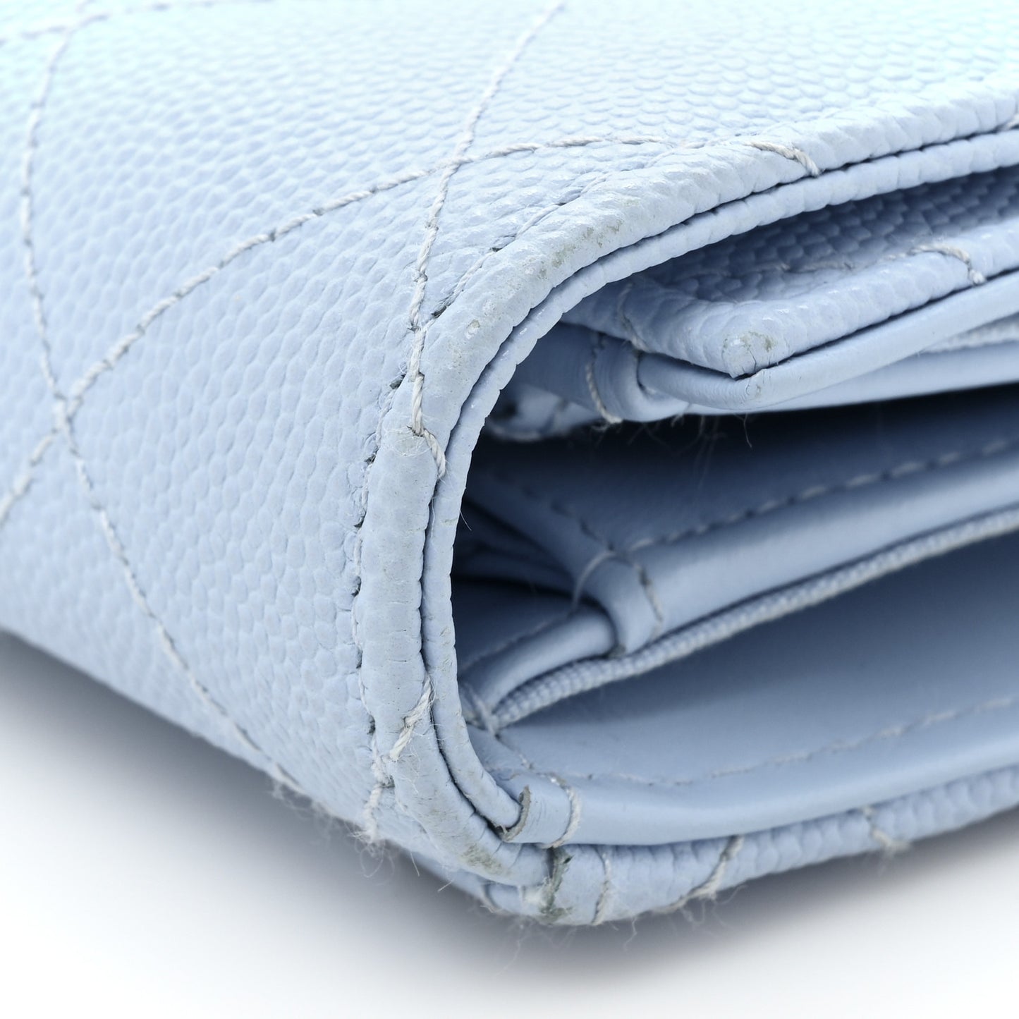 Caviar Quilted Medium Flap Wallet Light Blue