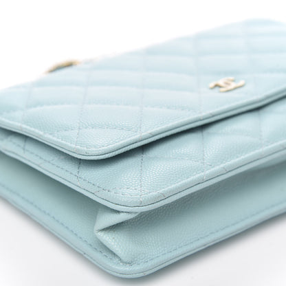 Chanel Caviar Quilted Wallet On Chain WOC Light Blue 9 of 10