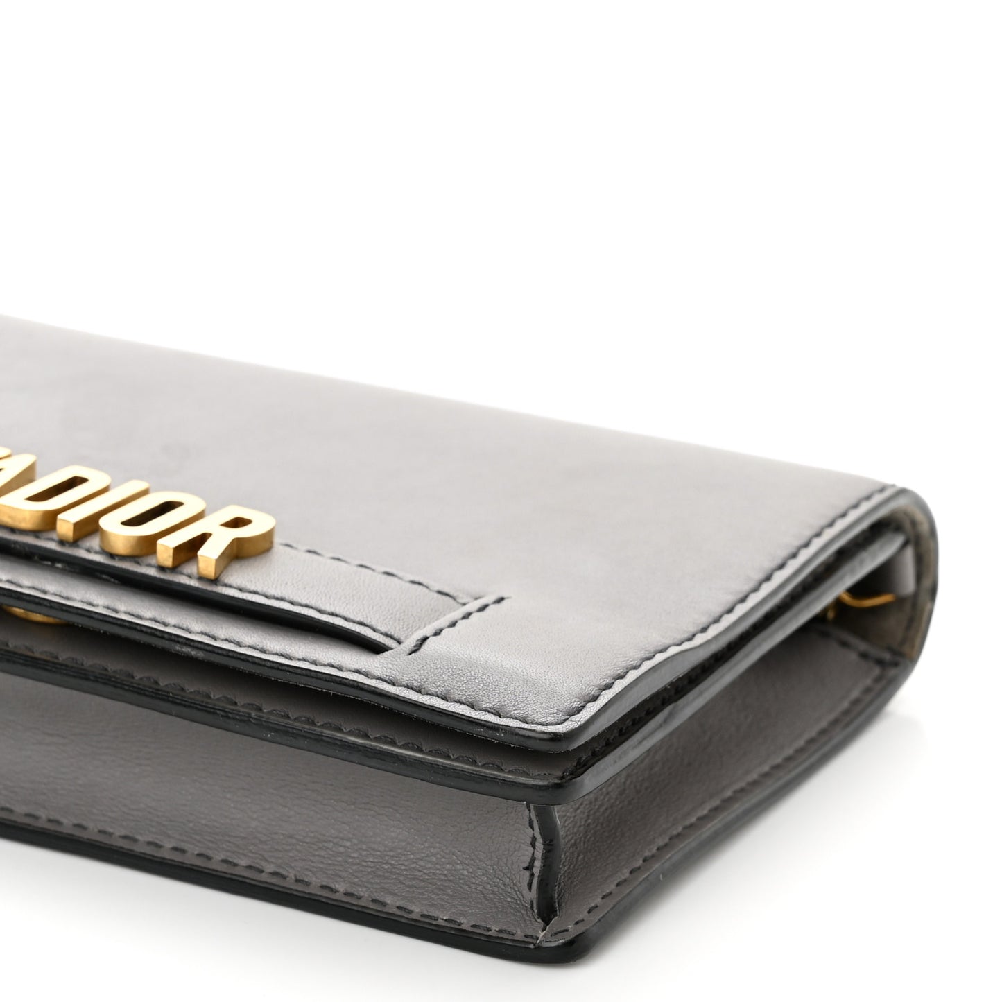 Calfskin J'Adior Wallet on Chain Pouch Grey