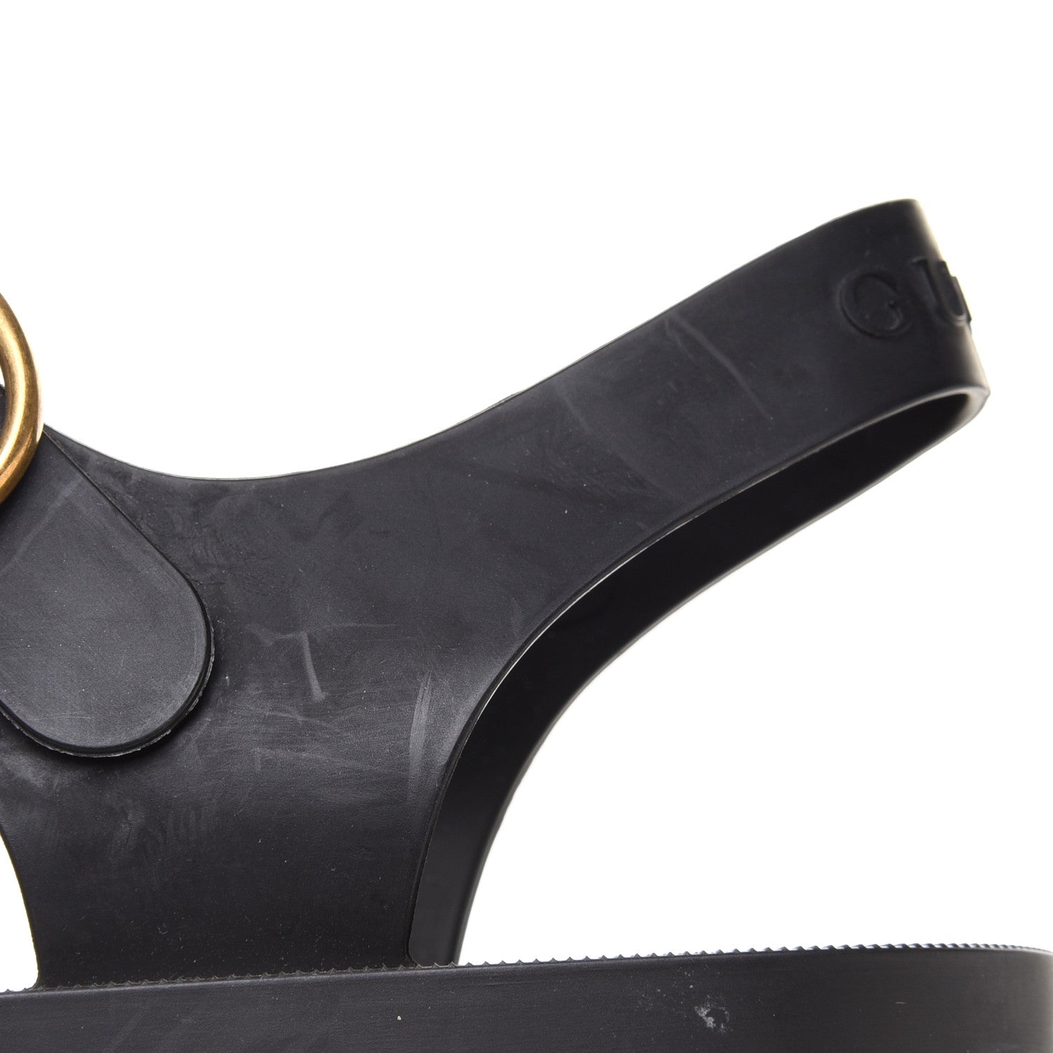 Gucci Rubber Crystal Womens Buckle Strap Sandals 35 Black 10 of 11