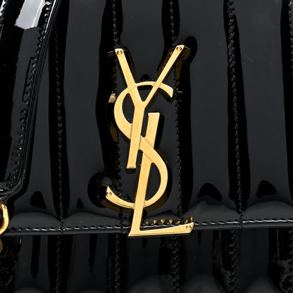 Saint Laurent Patent Calfskin Matelasse Monogram Small Vicky Chain Bag Black 7 of 9