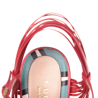 Gucci Malaga Kid Knotted Allie Sandals 37.5 Lipstick 10 of 11
