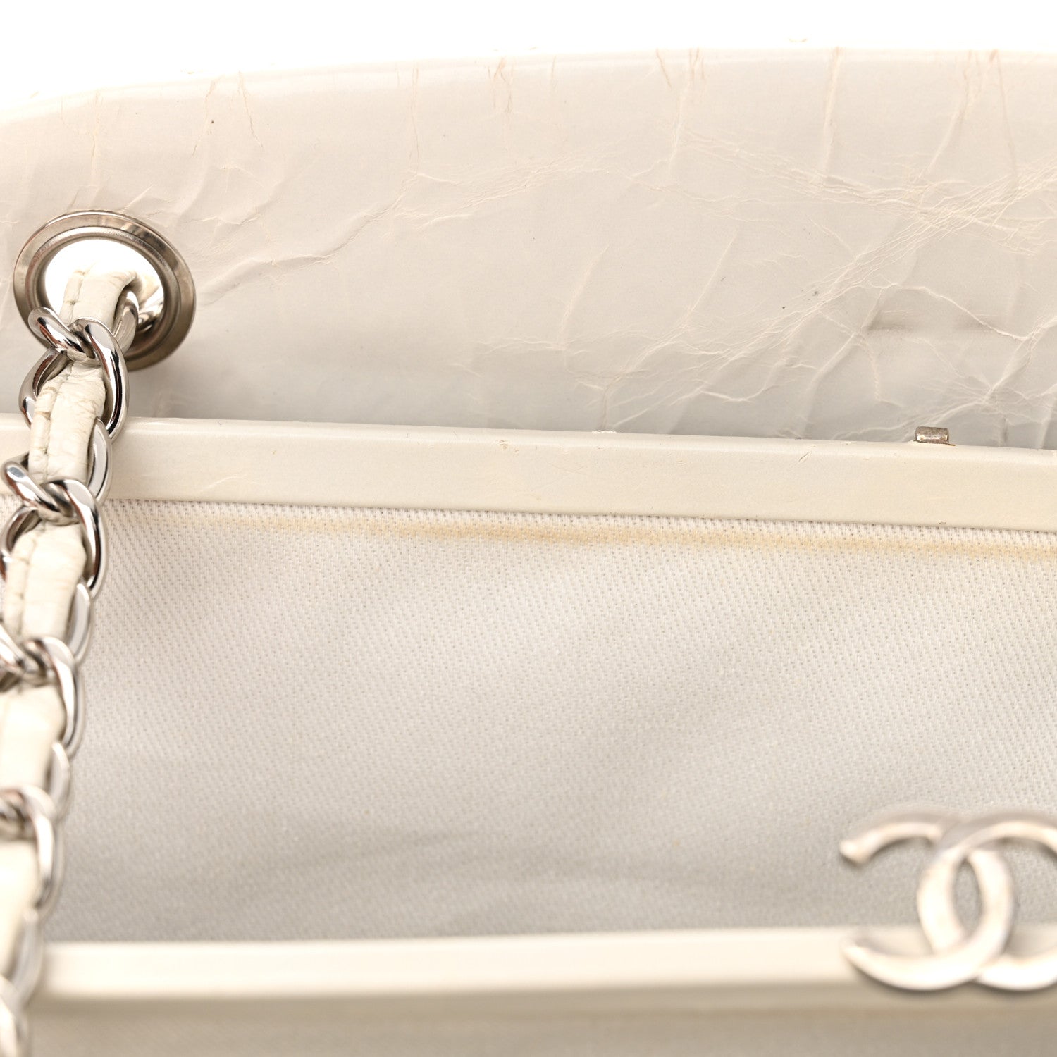Chanel Glazed Calfskin Quilted Medium Just Mademoiselle Bowling Bag White 11 of 19