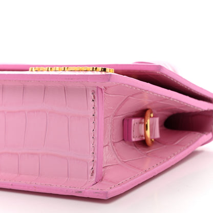 Jacquemus Calfskin Crocodile Embossed Le Chiquito Long Pink 9 of 10