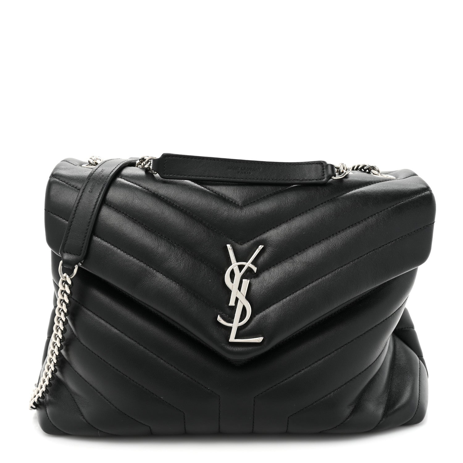 Saint Laurent Calfskin Y Quilted Monogram Medium Loulou Chain Satchel Black 1 of 16