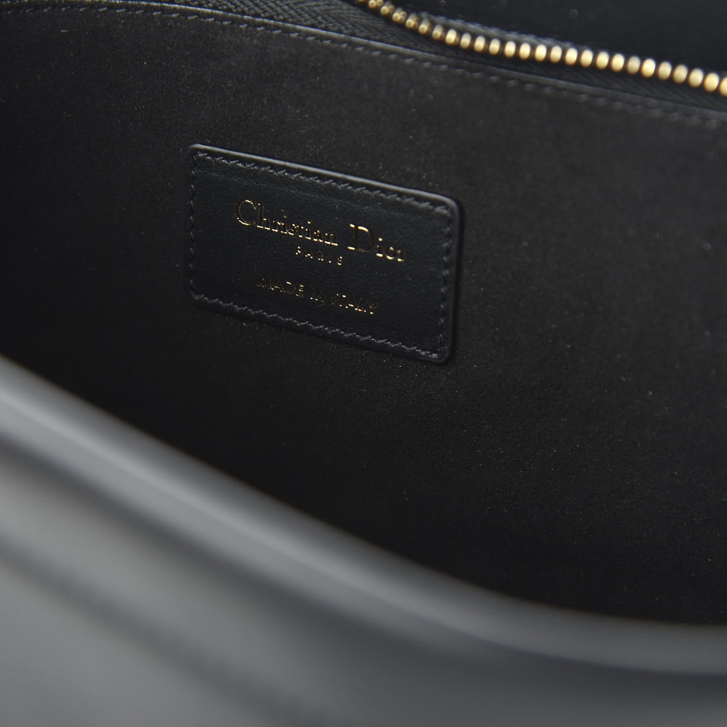 Calfskin Embossed Logo Zip Clutch Black