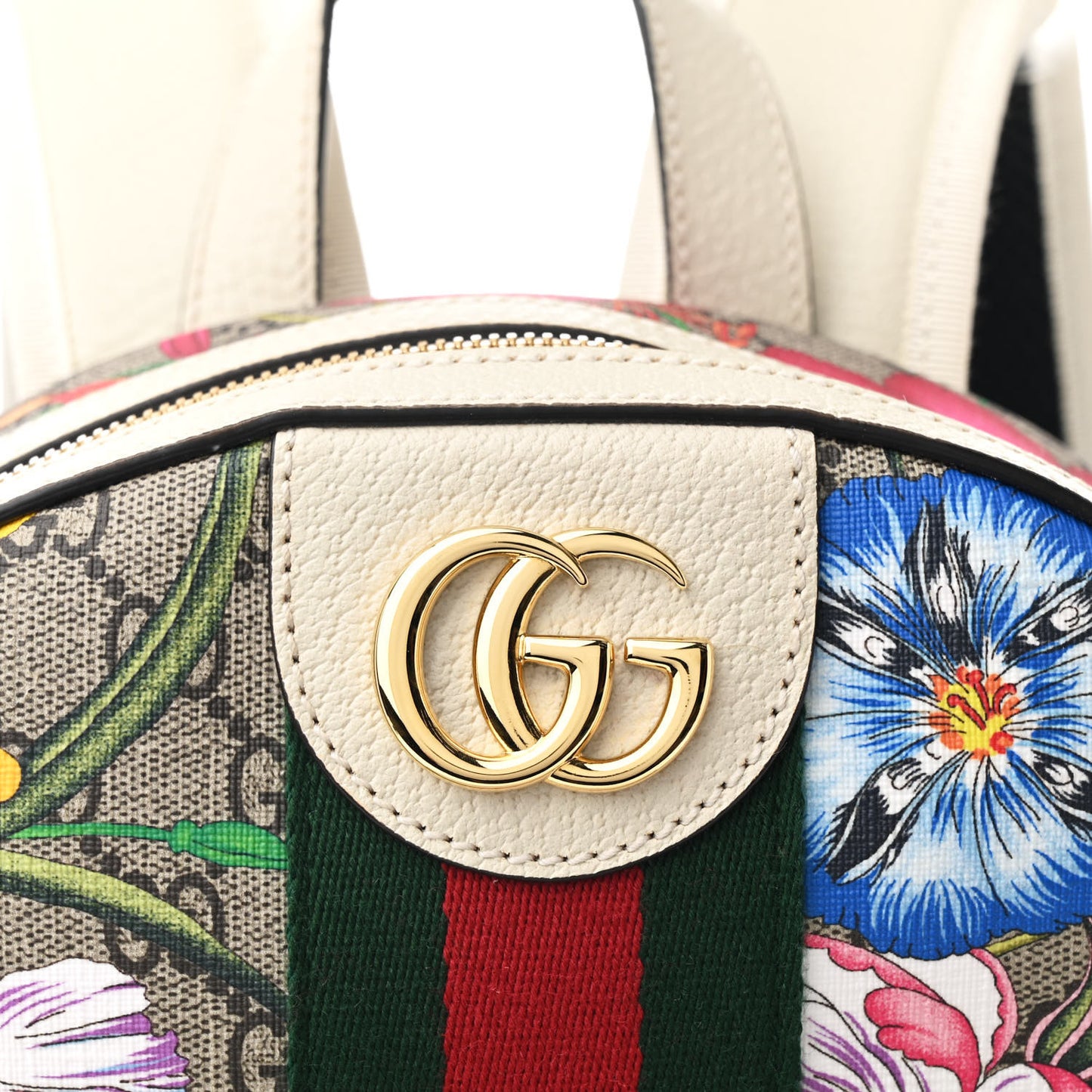 GG Supreme Monogram Flora Web Small Ophidia Day Backpack White