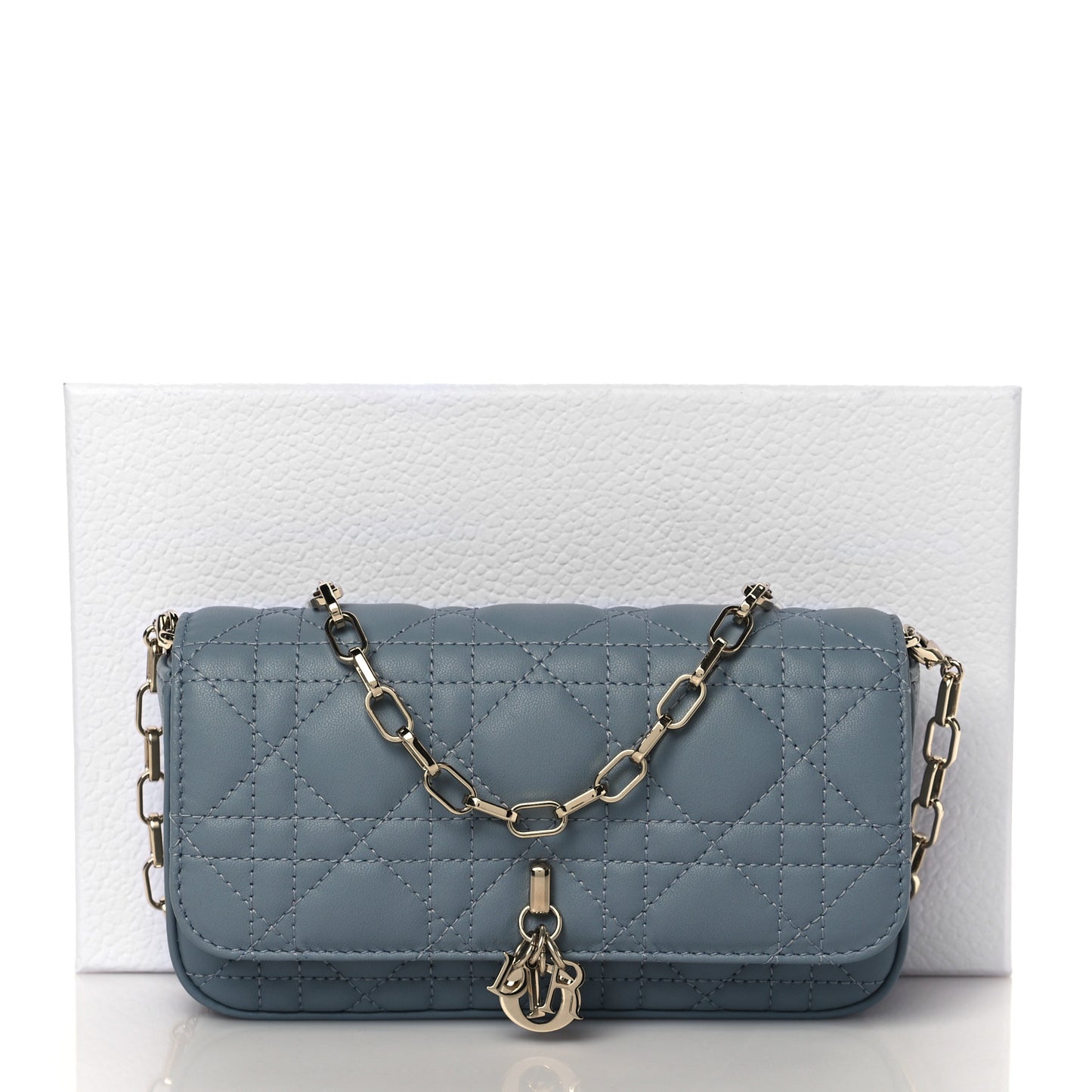 Lambskin Cannage Dior Talk Phone Pouch Cloud Blue