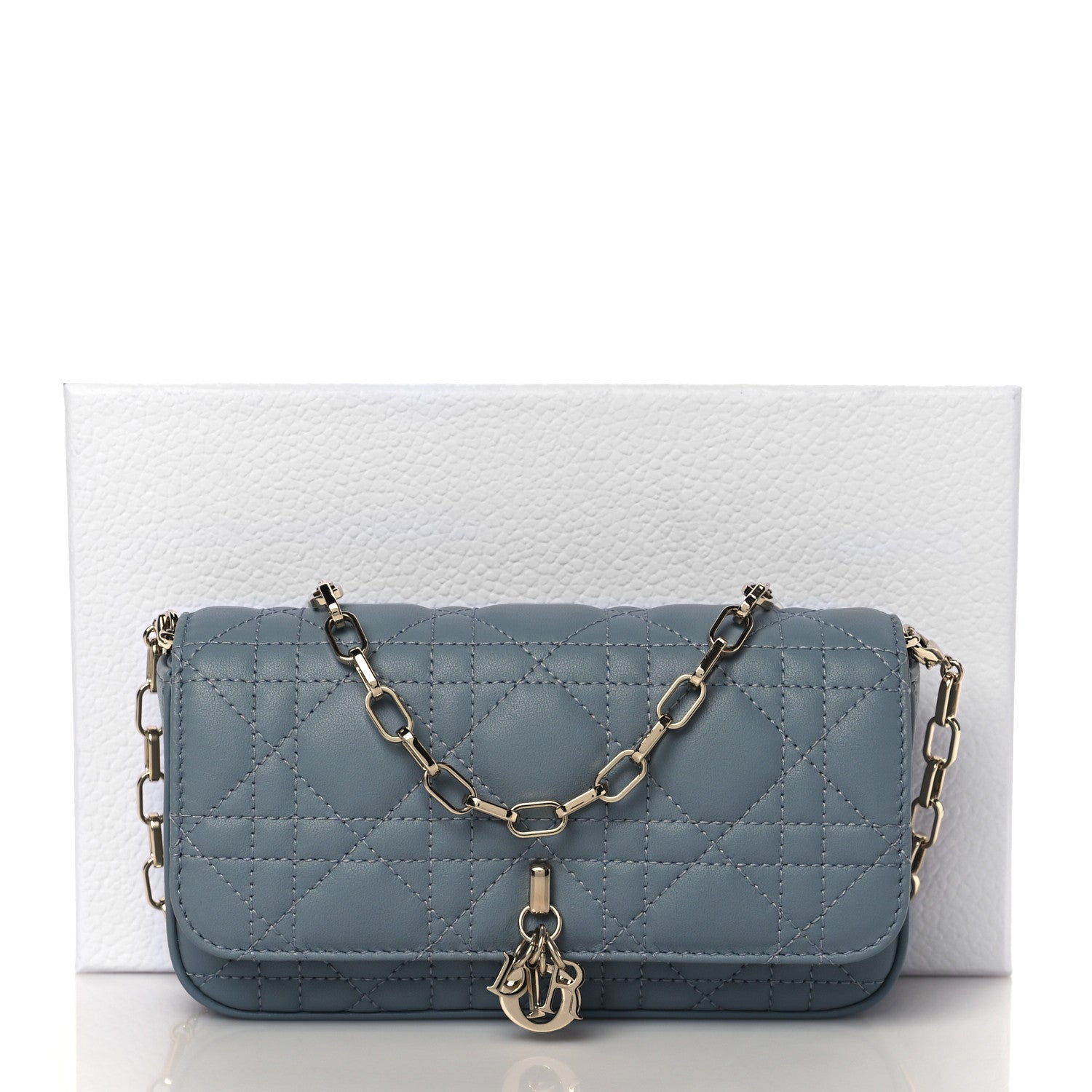 Christian Dior Lambskin Cannage Dior Talk Phone Pouch Cloud Blue 10 of 10