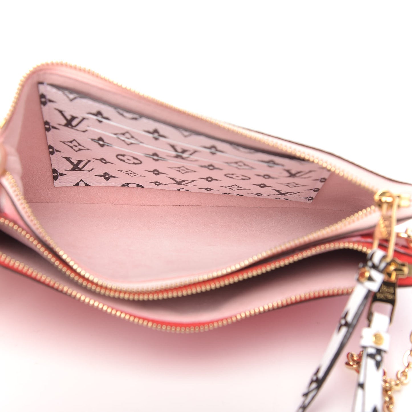 Monogram Giant Double Zip Pochette Rouge