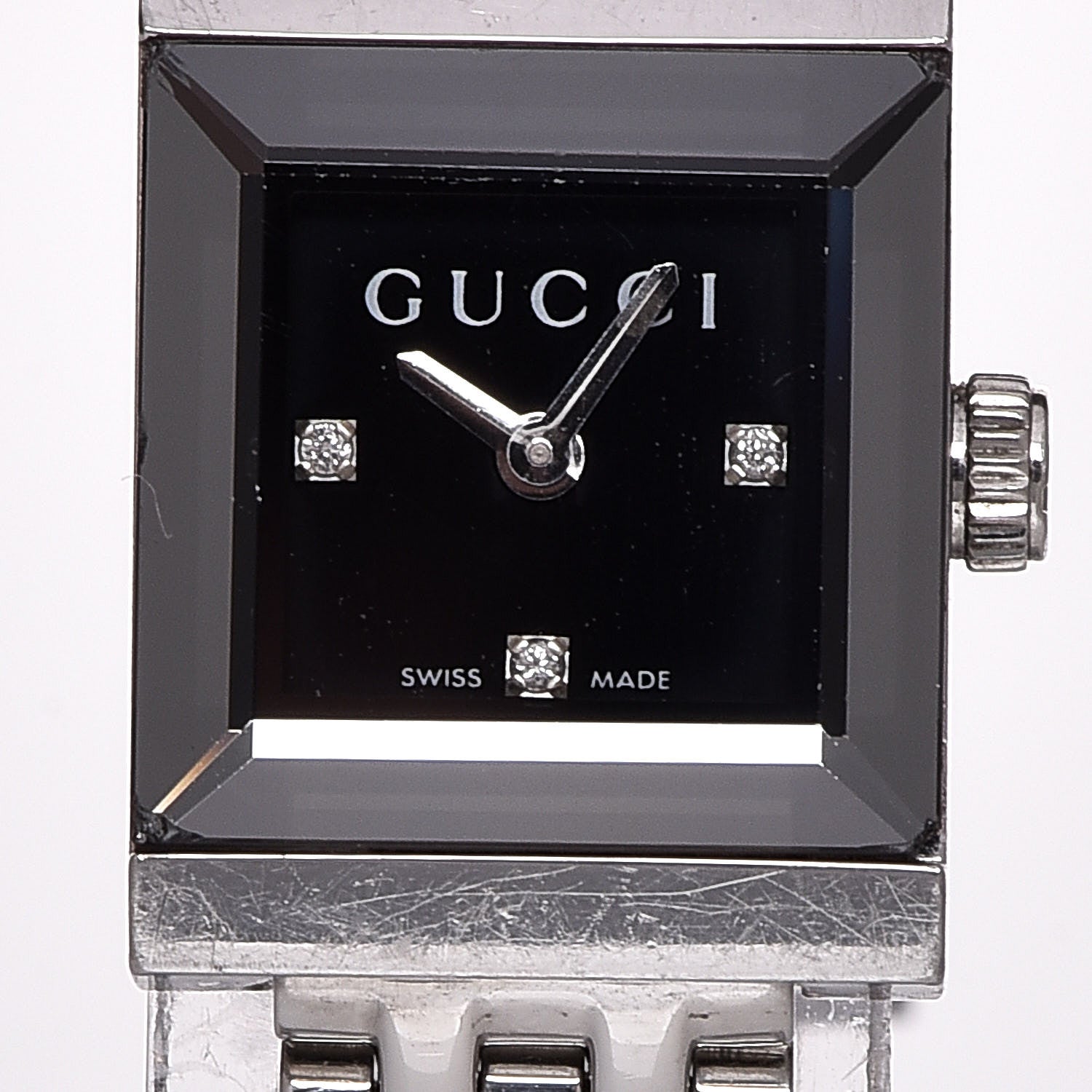 Gucci Stainless Steel Diamond 14mm G- Frame Square Quartz Watch Black 10 of 11