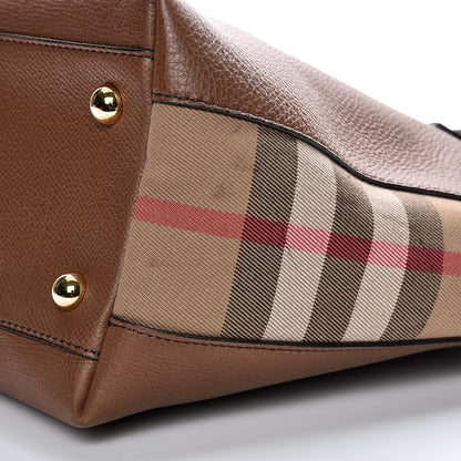 Burberry Derby Calfskin House Check Medium Welburn Tote Tan 10 of 10