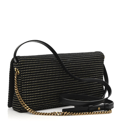 Saint Laurent Suede Contrast Stitching Monogram Kate 99 Black 3 of 15