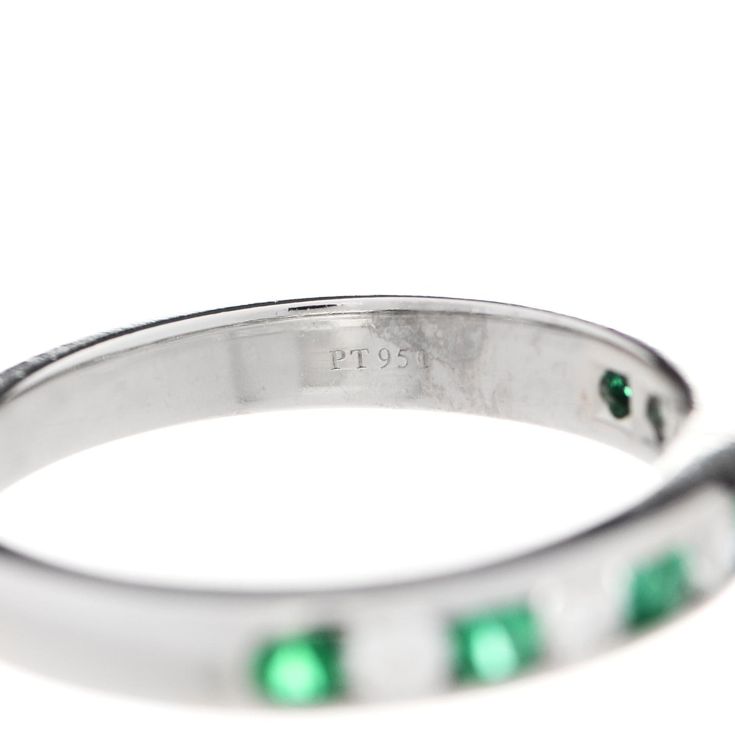 Platinum Diamond Emerald Channel-Set Band Ring 52 6