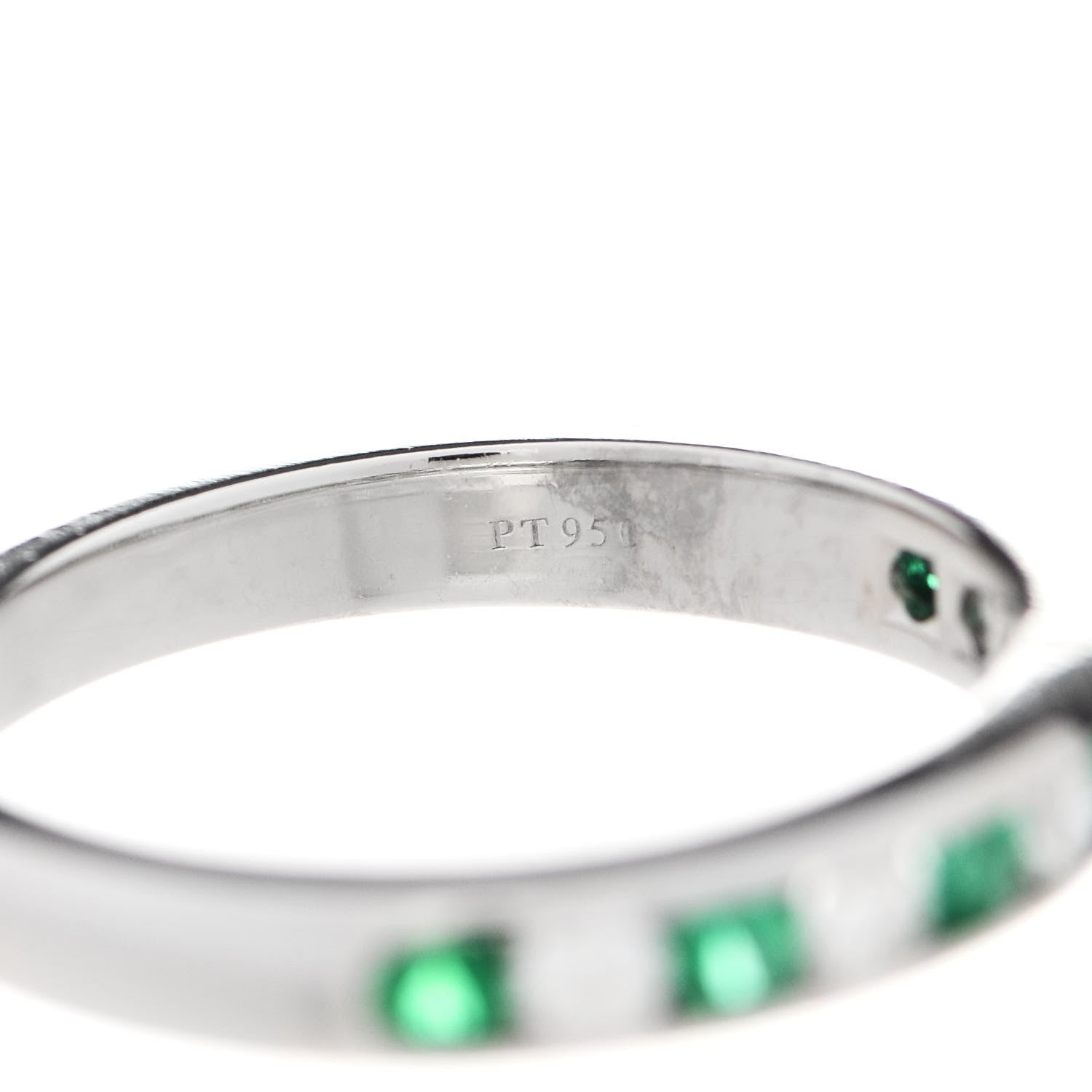 Tiffany Platinum Diamond Emerald Channel-Set Band Ring 52 6 4 of 5