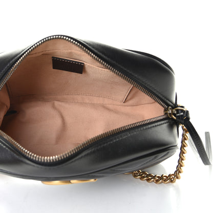 Gucci Calfskin Matelasse Small GG Marmont Chain Shoulder Bag Black 4 of 5