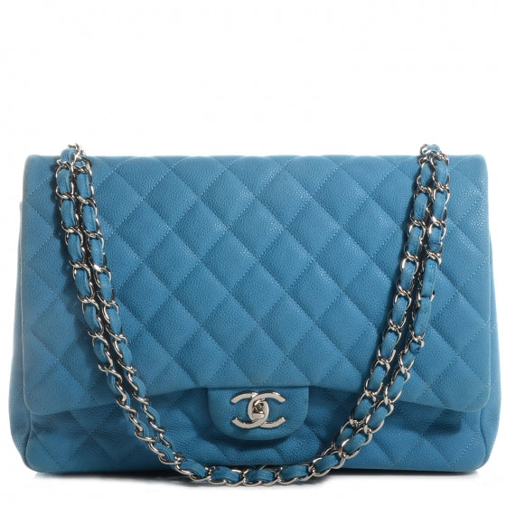 Chanel Iridescent Caviar Maxi Double Flap Blue 1 of 8