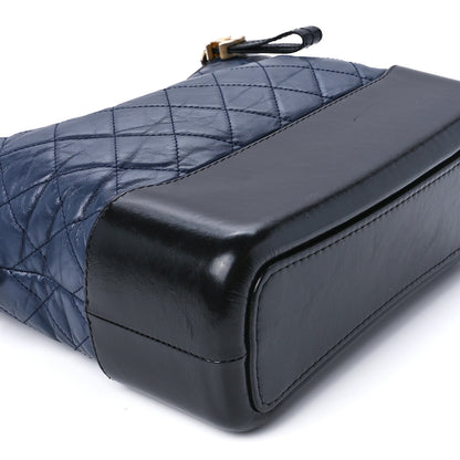 Chanel Aged Calfskin Quilted Medium Gabrielle Hobo Navy Black 10 of 11