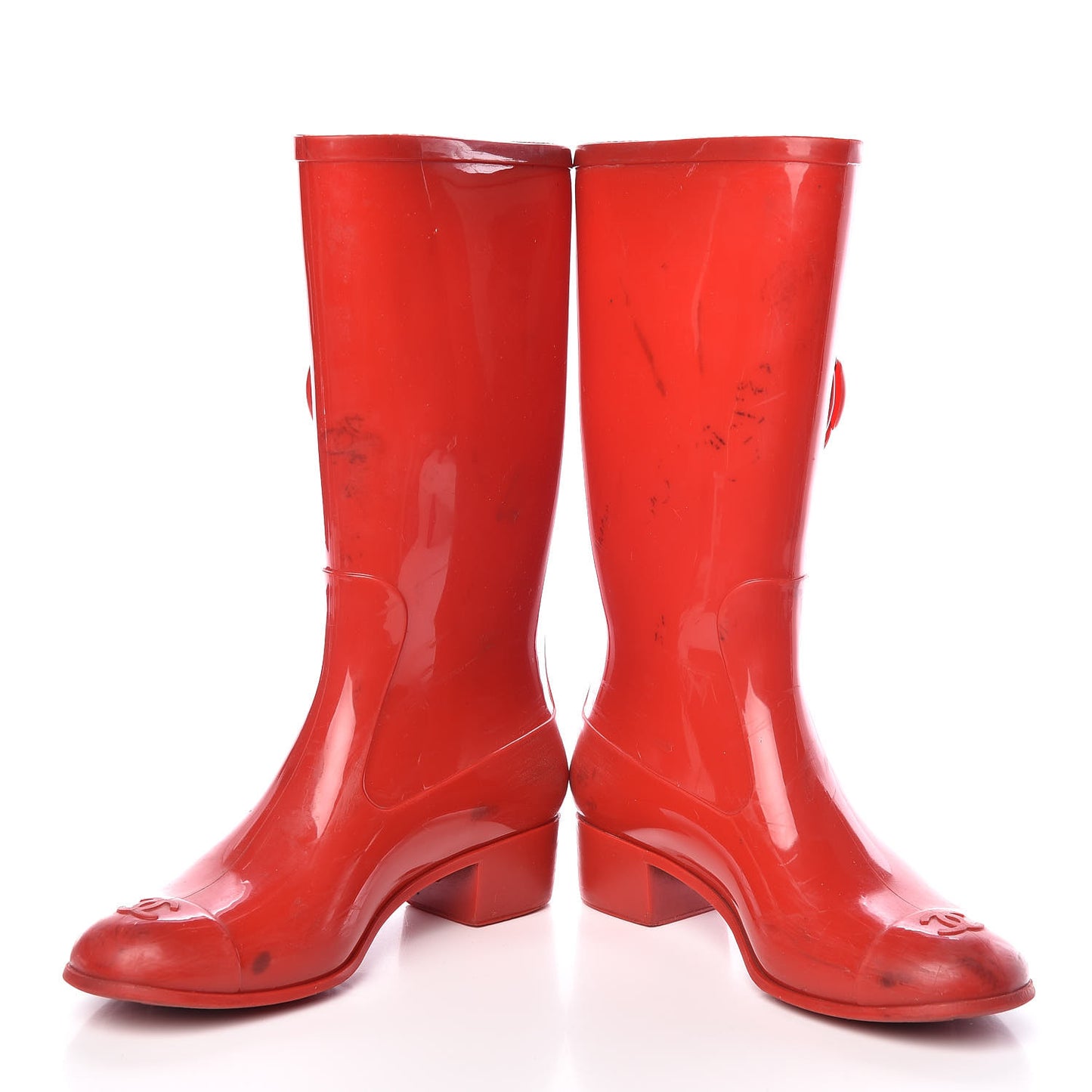 Rubber Camellia Rain Boots 37 Red