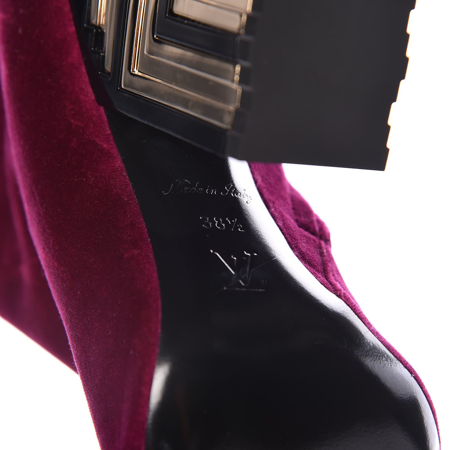 Louis Vuitton Velvet Monumental Ankle Boots 38.5 Magenta 6 of 7