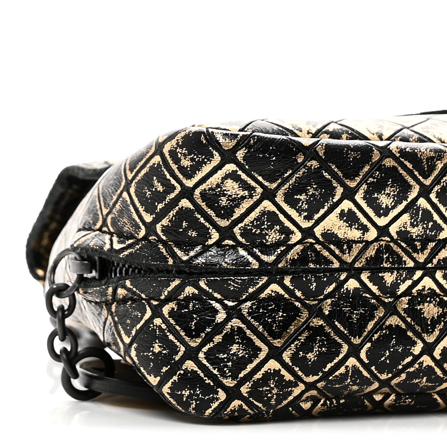 Calfskin Intrecciomirage Embossed Butterfly Chain Crossbody Black Gold