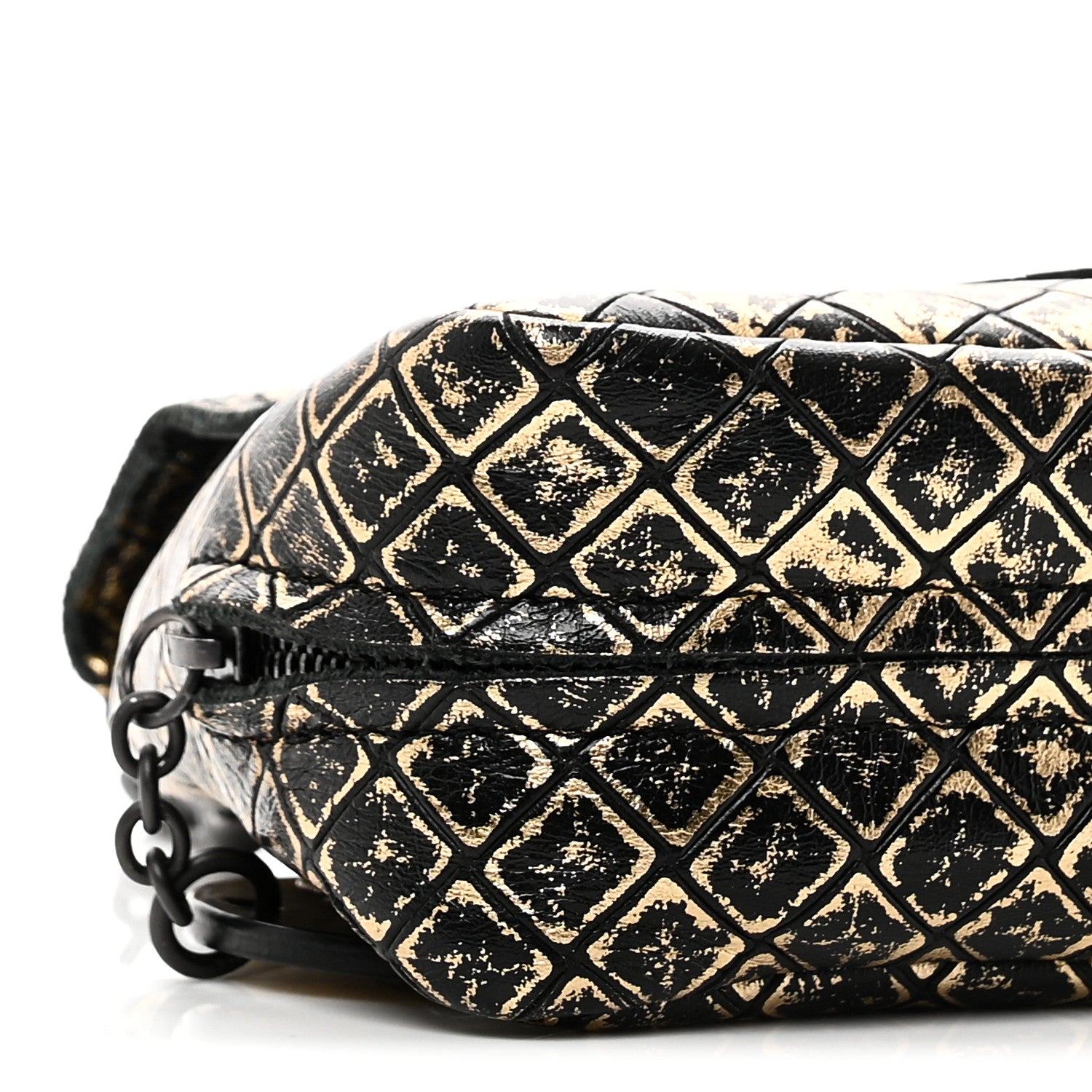 Bottega Veneta Calfskin Intrecciomirage Embossed Butterfly Chain Crossbody Black Gold 9 of 10