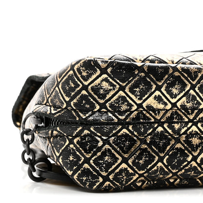 Bottega Veneta Calfskin Intrecciomirage Embossed Butterfly Chain Crossbody Black Gold 9 of 10