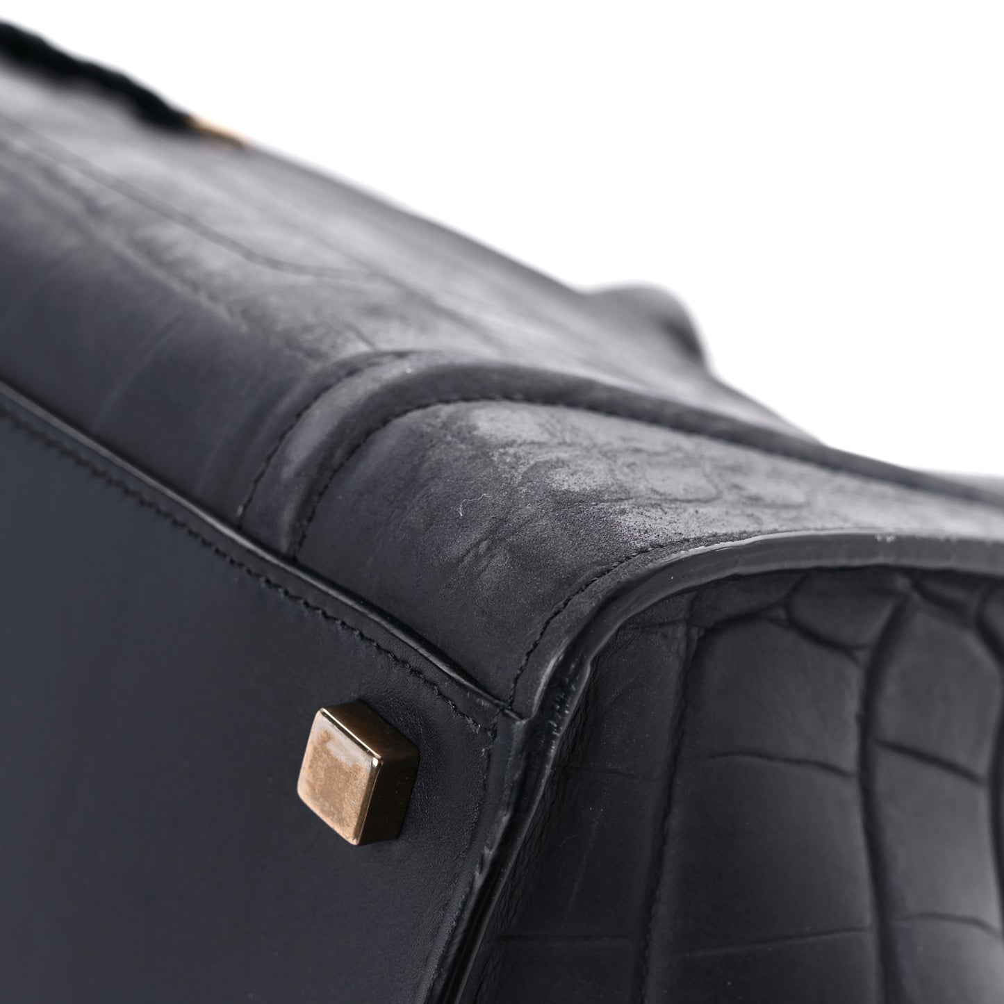 Crocodile Embossed Calfskin Medium Phantom Luggage Navy Blue