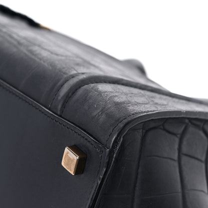Celine Crocodile Embossed Calfskin Medium Phantom Luggage Navy Blue 8 of 25